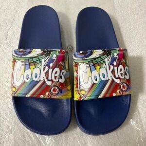 Cookies Slides – Size 44 (US Men's 10 / Women's 11.5) – Blue Multicolor